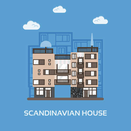 Modern apartments for rent and living in scandinavian styleのイラスト素材