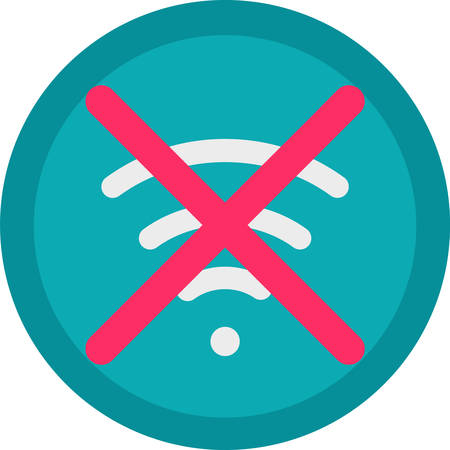 Vector Icon of a no connection in flat style with outline. Pixel perfect. Player and multimedia icon.のイラスト素材