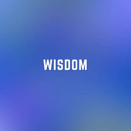 Square blurred winter background in dark blue colors with word wisdomの写真素材