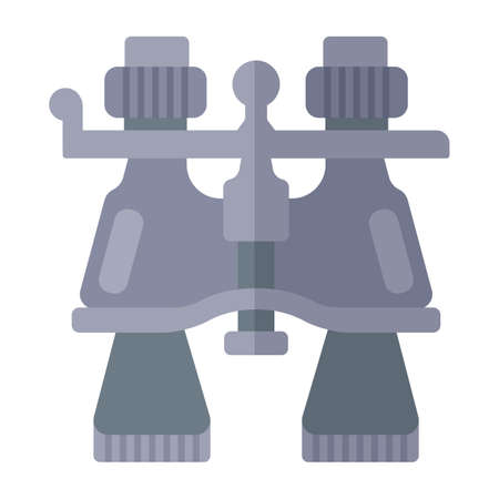 Binocular for tourism in modern flat style without outline. Attribute of traveller and tourist. Forest equipment for time and navigation. Vector illustration. Optical glassesのイラスト素材