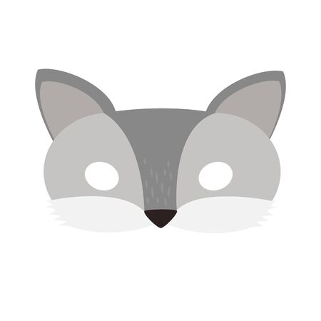 illustration carnival mask forest animal cartoon gray wolf. mask on the eyes of a masquerade. vectorのイラスト素材