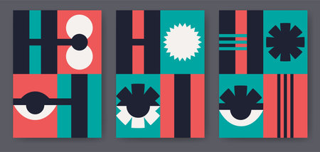 Set of geometric backgrounds. Vertical trendy template for posters, covers, flyers, banner....