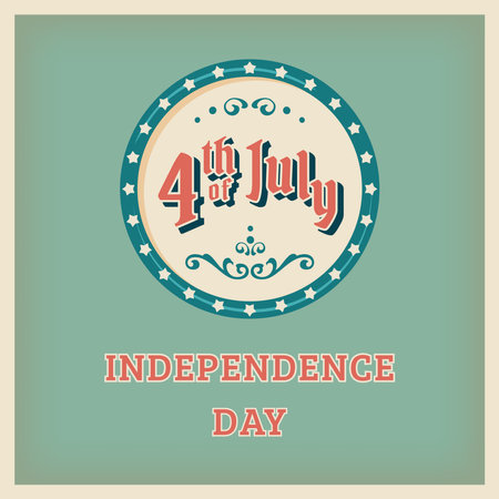 Independence day. 4th of July.  Holiday celebration vintage background with national elements. Vector retro illustration for banner, poster, flyer, party decorationのイラスト素材