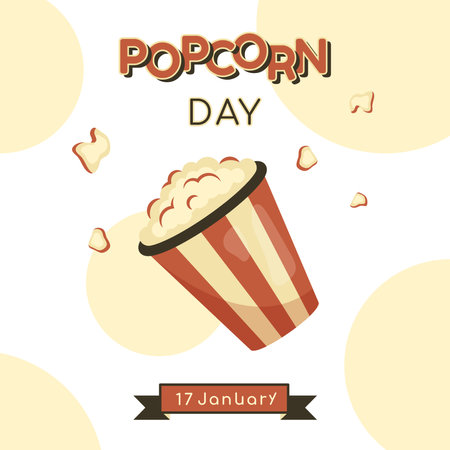 National Popcorn day. Festive banner in retro style. Vintage old background with text, greeting ribbon, traditional American food. Full popcorn bucket. Tasty kids dish. Vector illustrationのイラスト素材