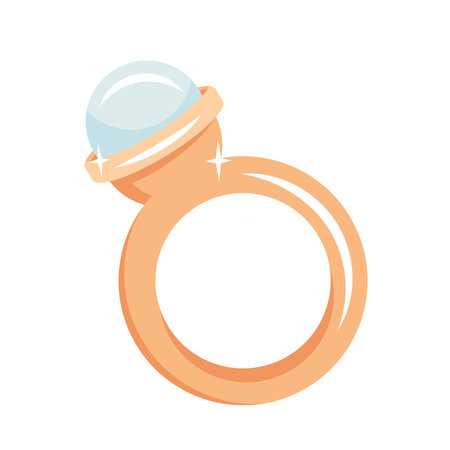 Golden ring with pearl isolated on white background. Vintage Gold wedding ring with pearly gemstone. Jewelry icon. Luxury bijouterie. Vector for jewellery shop, marriage, giftのイラスト素材