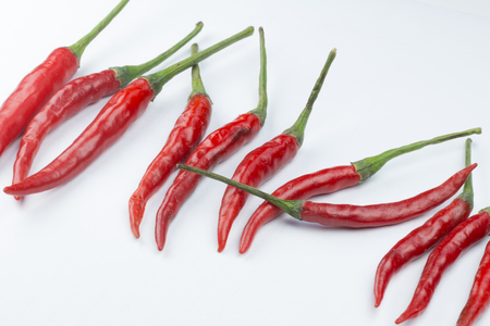 Red chillies with white backgroundの写真素材