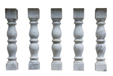White plaster columns, balusters for stairs