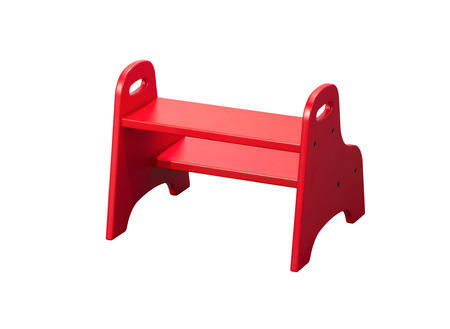 Small red wooden ladder, isolated on white