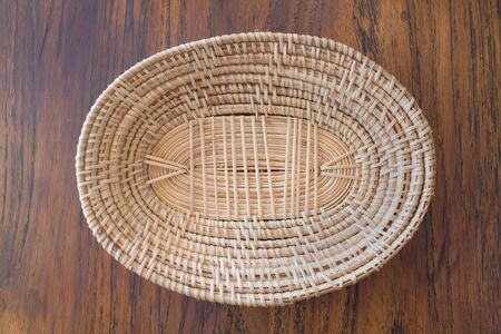 Top view of small basket empty, suitable for  food storage, fruit or home decorationの写真素材