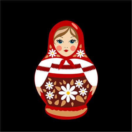 Russian traditional souvenir, nested doll matrioshka in summer clothes.のイラスト素材