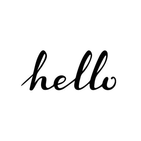 Hello Greeting Hand Written Lettering in black and white.のイラスト素材
