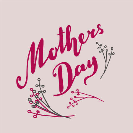Mothers Day Lettering with minimalistic floral decoration.のイラスト素材