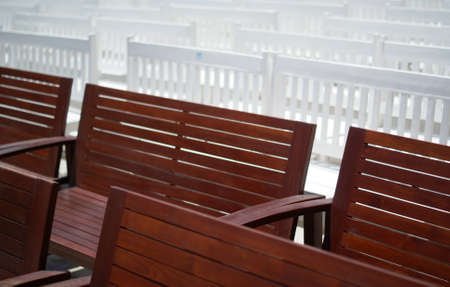 new wooden benchの写真素材