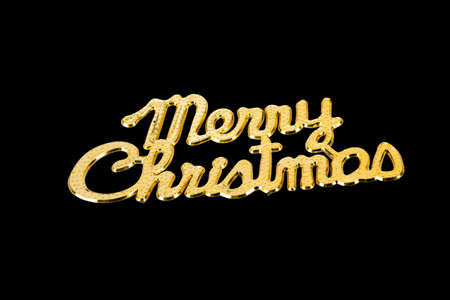Golden Merry Christmas sign on blackの写真素材