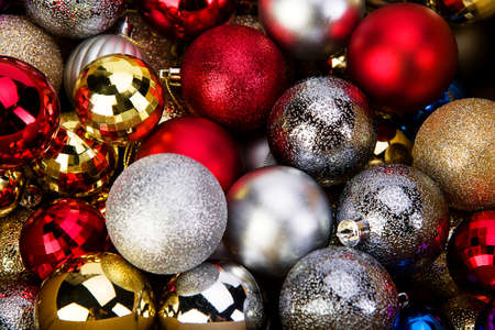 a lot of christmas decoration ballsの写真素材