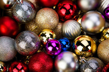 a lot of christmas decoration ballsの写真素材