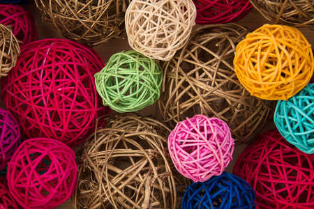 a lot of colorful rattan ballsの写真素材