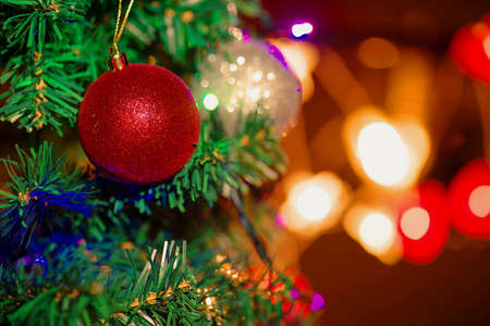 Christmas balls on treeの写真素材