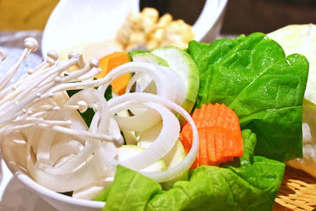 Fresh vegetables for a hot pot.の写真素材