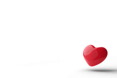 3D render heart. Red realistic heart with shadow isolated on white background.の写真素材