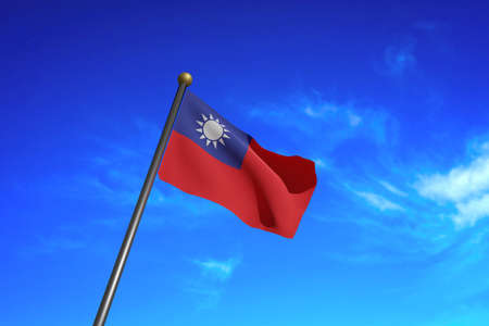 3D Rendered image. Flag of Taiwan waving in the wind.の写真素材
