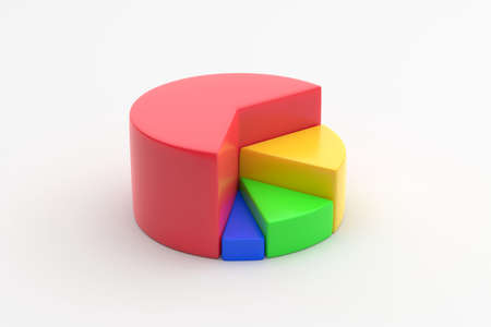 3D rendering pie chart isolated on white background.の写真素材