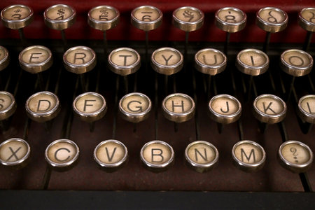 Close-up view of old typewriter keysの写真素材