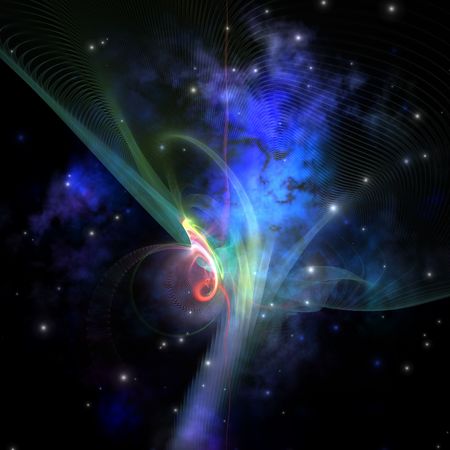 Cosmic strands of gaseous filament out in space.の写真素材