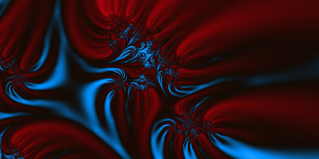 Red Blue Velvet - An abstract fractal design representing silk or velvet material in red, striking blue and black colors.の写真素材