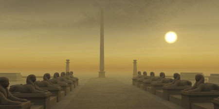 Egyptian Obelisk - The ancient Egyptian culture built many obelisks and sphinx to honor their lives and the Pharaohs and gods that they worshipped.の写真素材