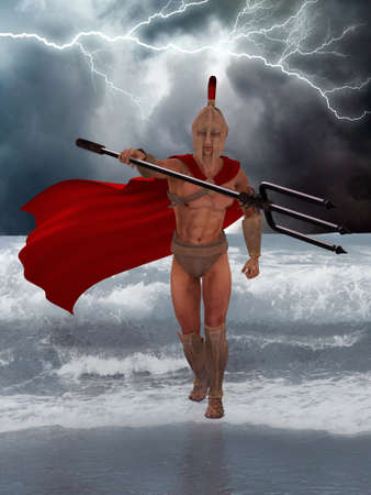 Poseidon Sea God - Poseidon was the legendary god of the ocean and sea, earthquakes and horses.の写真素材