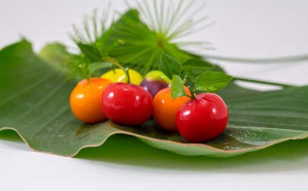 The colorful fruits sweets, Delerable Imitation Fruits is one of the popular auspicious Thai desserts.の写真素材