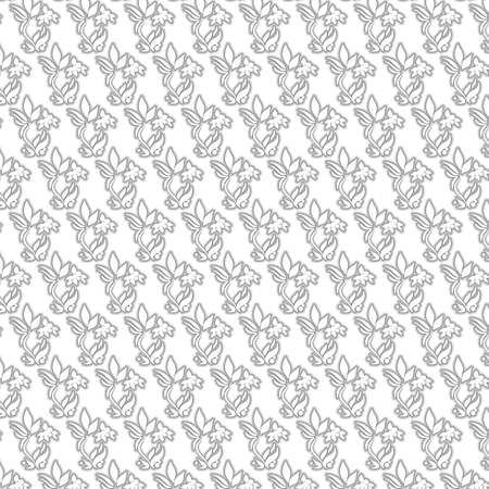 Seamless Pattern with stylized black and white flowersのイラスト素材