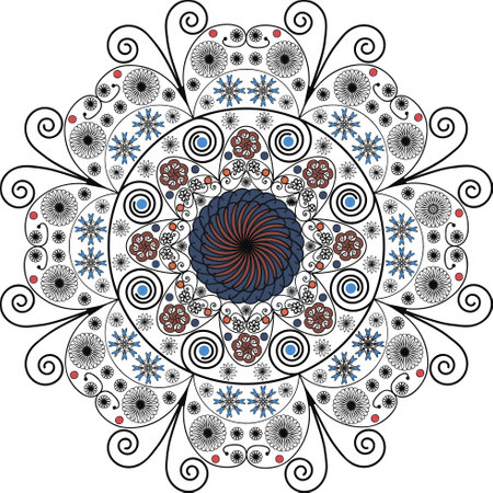 Mandala vector design element, round ornament decoration. Stylized floral motif, vintage decorative elements. Aboriginal folk art bohemian style, ethnic mandala, oriental pattern,の写真素材