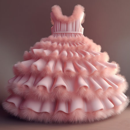 Fancy pink fluffy dress isolated on black, creative design, fashionable clothes, Princess' dressの素材