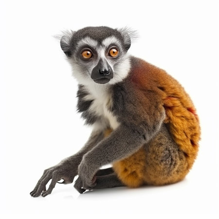 Lemur close-up portrait on white background, cute monkey, Madagascar animalの素材
