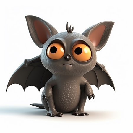 cartoon funny cute halloween bat 3d on white background, humorous halloween backgroundの素材