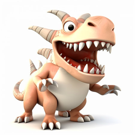 Dragon monster 3D, fantastic creature, funny cute cartoon 3d illustration on white background, creative avatar, fairy tale characterの素材