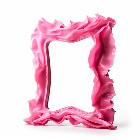 Pink frame of a curved, fancy shape on a white background, color tints and transitions, element of design, decorの素材