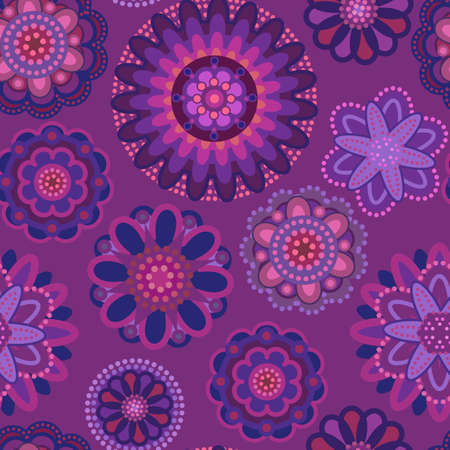 pink and purple pattern with decorative flowersのイラスト素材