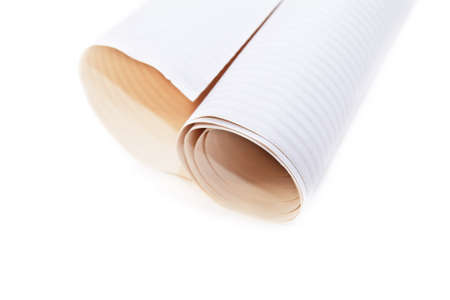 roll of white wallpaper on white backgroundの写真素材