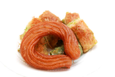 delicious traditional Turkish pastry on white