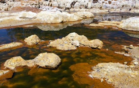 unique acidic river Tinto in Niebla (Huelva), Spain