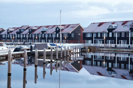 boats at marine in early morning, Groningenの写真素材