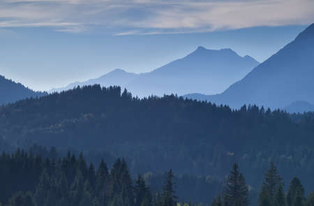 mountain layers in the dusk, Bavarian Alps, Germany