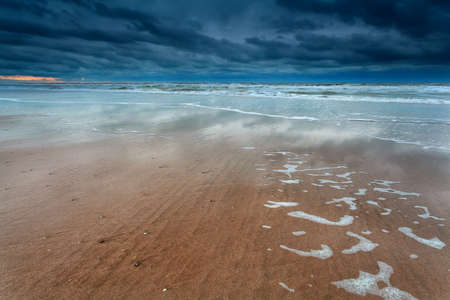 North sea coast at storm, Hollandの写真素材