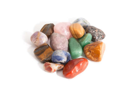 natural gemstones and crystals on white