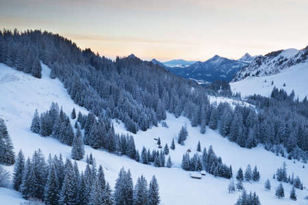 winter mountains in dusk, Alps, Germanyの写真素材