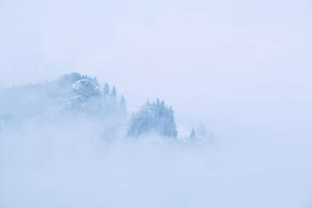 mountain covered with dence fog, Alps, Germanyの写真素材