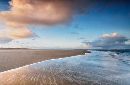sunrise on North sea coast, Netherlandsの写真素材